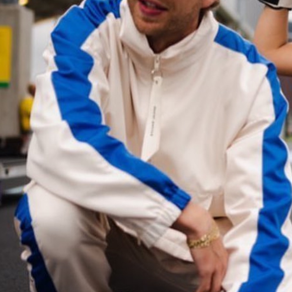 Men's Cream and Blue Daniel Patrick Track Jacket